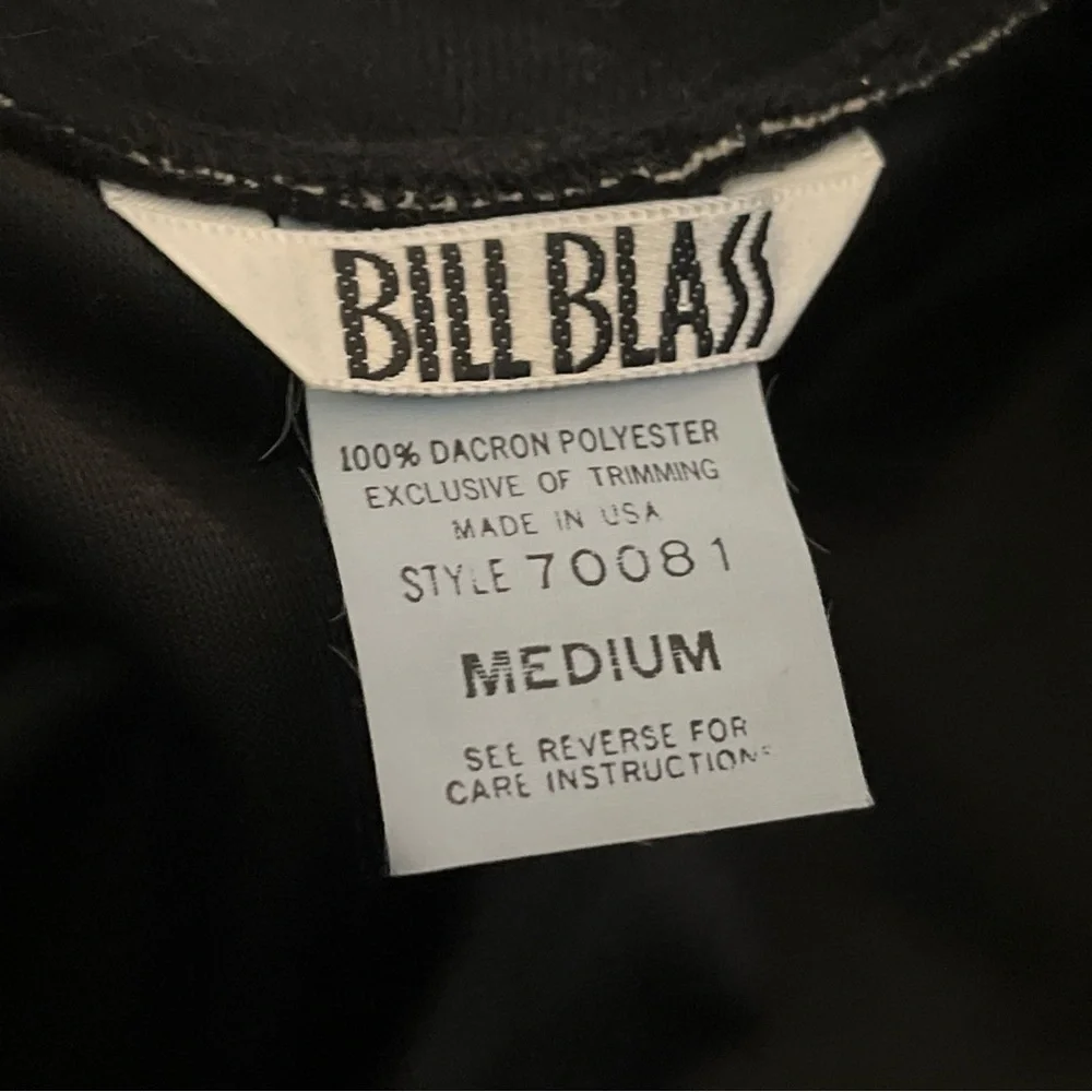 Vintage 70s Bill Blass Shawl Collar Robe Crest Embroidered Piping Trim Black M